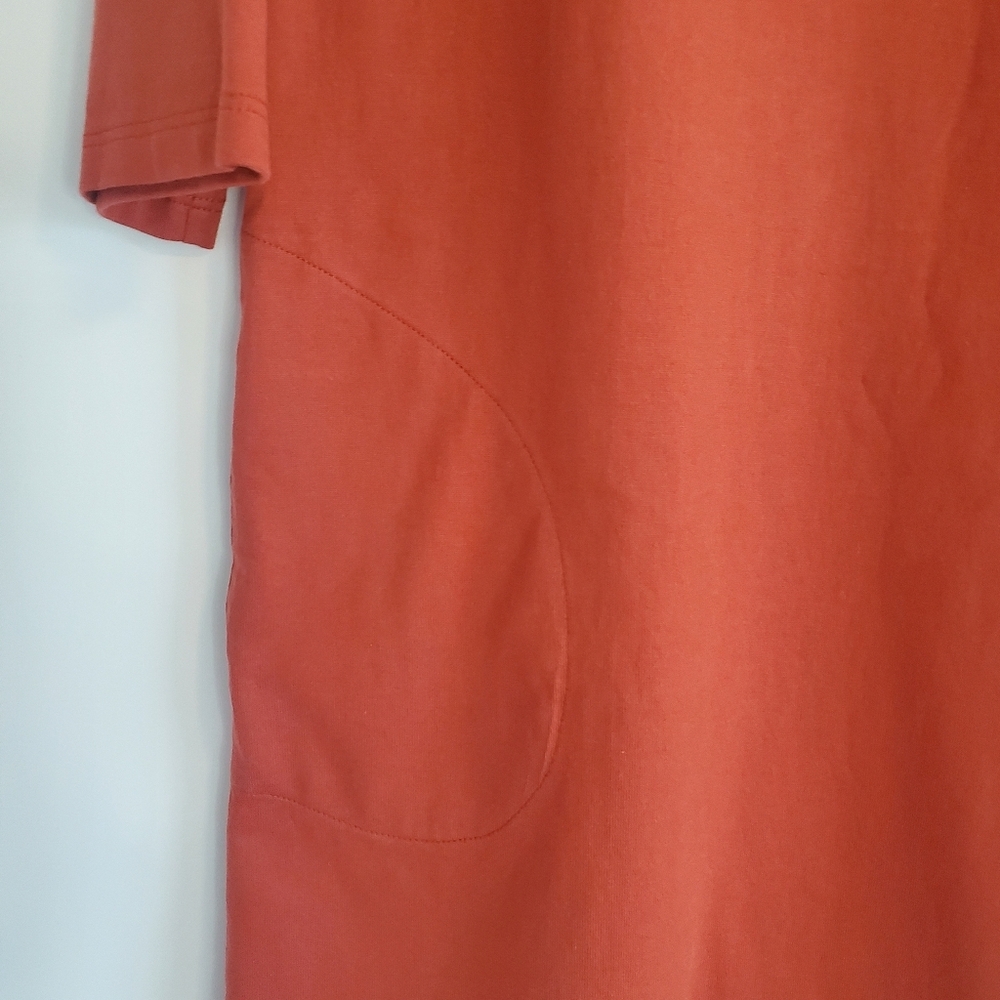 Garnet Hill Size 12 Organic Pima Cotton Pumpkin color 3/4 Sl shift dress - Picture 7 of 9